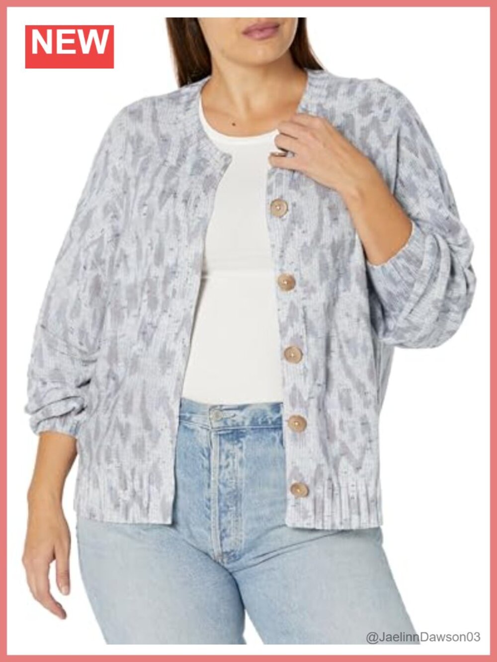 Midweight Button Front Cardigan Long Sleeve Round Neck Loose Fit